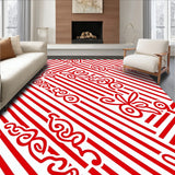 Classic Cane Stripe Medallion Non Slip(Red)