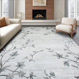 Gray Square Weave Rug Intertwined Botanical Design(Gray)