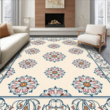 Celestial Bloom Abstract Floral Interlocking Medallion Motif (Beige)