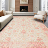 Antique Style Beige Accent with Subtle Floral Details(Beige)