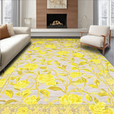 Lemon Zest Dream Round Bright Yellow & Beige Botanical Area(Yellow)