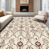Interlocking Lattice Mosaic with Vintage Scrollwork Accents (Beige)