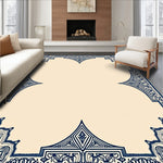 Pair of Shaped Carpets with Intricate Lace Inspired Design (Beige) - ODIKA