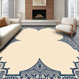 Pair of Shaped Carpets with Intricate Lace Inspired Design (Beige) - ODIKA