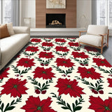 Poinsettia Bloom Christmas Flower Seasonal Floor Covering(Red)
