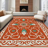 Harvest Festival Interlocking Vinework with Ornamental Scrolls(Red)