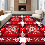 Festive Tartan Checkered with Nordic Snowflake Motifs(Red)