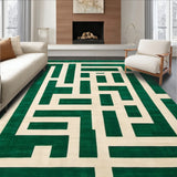 Emerald Maze Contemporary With Beige and Green Angular Symmetry Design(Green)