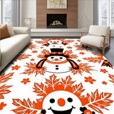 Whimsical Snowman Character with Festive Holly Border Design(White)