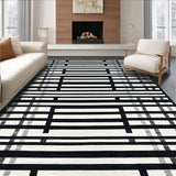 Entryway Accent Graphic Stripe Woven Floor Covering(Black)