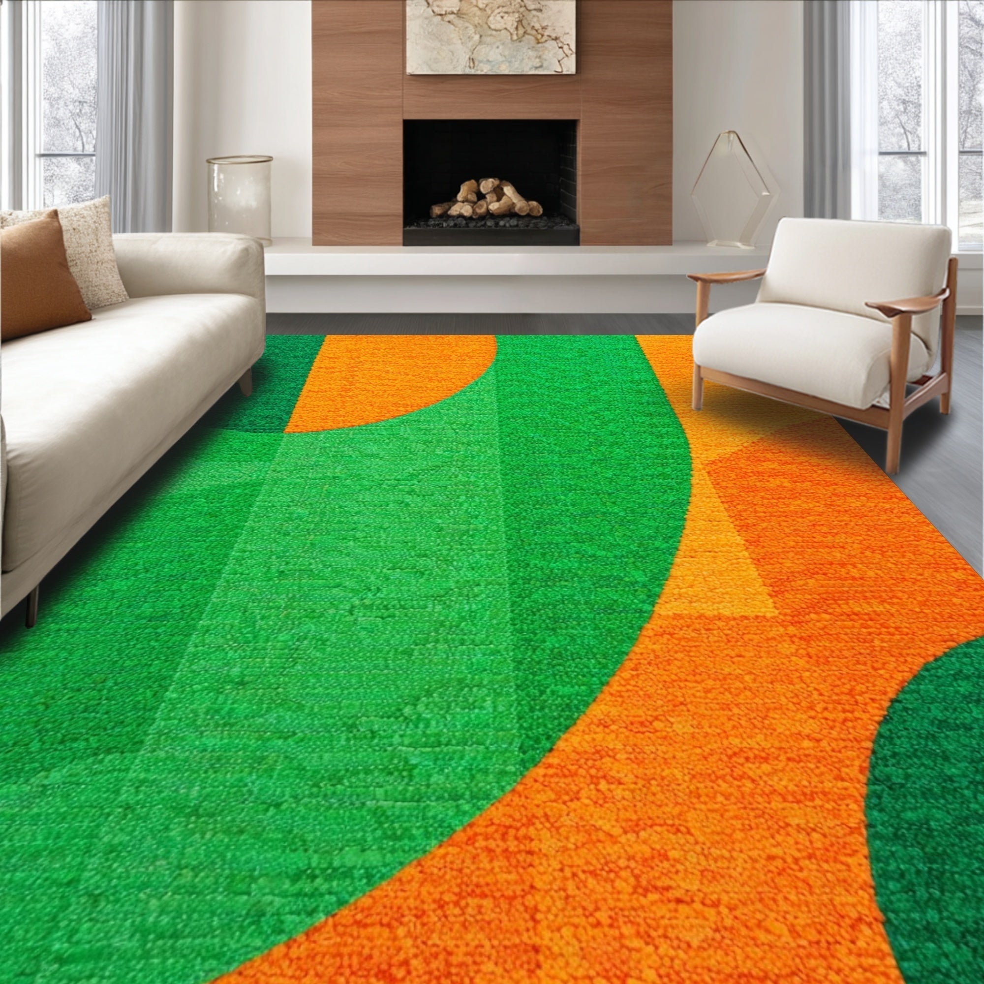 Ultra Soft Area Rug, Non Slip, Stain Resistant, Washable Area Rugs for Living Room, Bedroom, Vibrant Ombre Bedroom Nursery Non-Slip Area Carpet(Green)