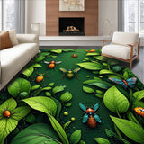 Ultra Soft Area Rug, Non Slip, Stain Resistant, Washable Area Rugs for Living Room, Bedroom, Insect Print Ultra-Thin Modern(Green)