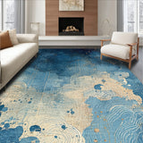 Watercolor Octopus Tentacle Dance with Nautical Sea Motifs Artistic Area Mat(Blue)