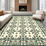 Botanical Medallion with Lattice Trellis and Leaf Motifs(Beige)