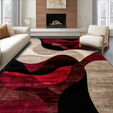 Contemporary Burgundy & Beige Abstract Swirl(Red)