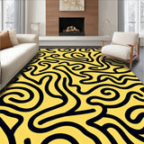 Artistic Swirl Motif Wavy Plush Boho Trendy Decorative (Yellow)