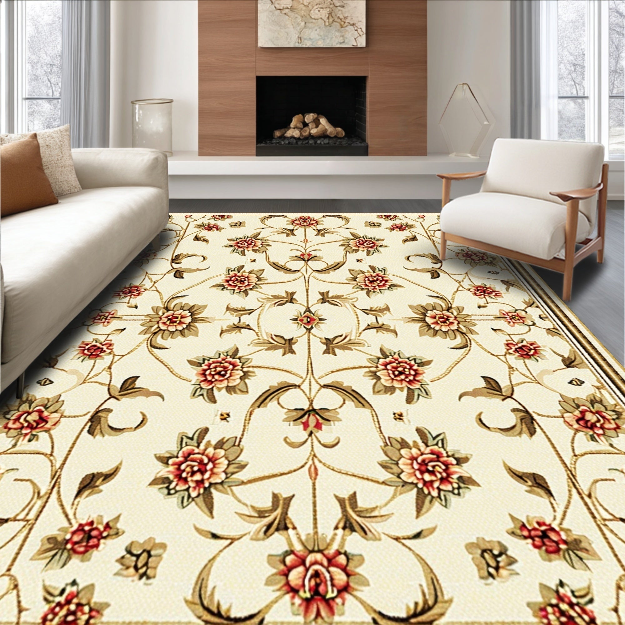 Ultra Soft Area Rug, Non Slip, Stain Resistant, Washable Area Rugs for Living Room, Bedroom, Beige Low Pile Nursery Throw Rug(Beige)