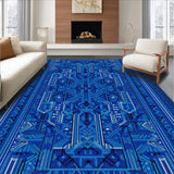 Ultra Soft Area Rug, Non Slip, Stain Resistant, Washable Area Rugs for Living Room, Bedroom, Modern Geometric Trellis(Blue)