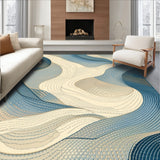 Elegant Abstract Area with Non Slip Backing for Modern Spaces(Blue)