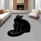 Ultra Soft Area Rug, Non Slip, Stain Resistant, Washable Area Rugs for Living Room, Bedroom, Cute Black Cat Non-Slip Bathroom Rug(Black)