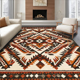 Earthy Aztec Inspired Area with Geometric Tribal Diamond(Beige)
