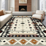 Contemporary Circle Black Grey Beige Southwestern Design(Beige)