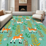 Retro Woodland Creatures Boho with Fern Branch Details (Blue)