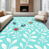 Friendly Forest Gathering with Animated Figures and Leafy Swirls(Blue)