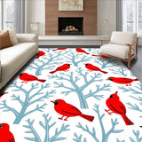 Winter Cardinal Perch Among Frosted Branches Display(Red)