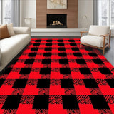 Highland Crosshatch Buffalo Check Contemporary Floor Covering(Black)