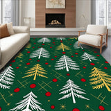 Festive Pine Forest Snowflake Mosaic Half Moon(Green)