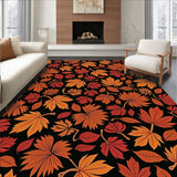 Harvest Maple Leaf Cascade Area with Swirling Foliage Design(Black)