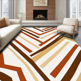 Chevron Zigzag Contemporary Shag with Textured Design(White)