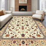 Intricate Floral Beige Area with Elegant Terracotta Accents(Beige)