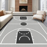 Basketball Court Gray Floor Black Key White Lines(Gray)