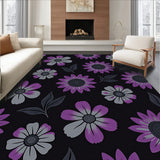 Charcoal Bloom Artistic Contemporary Flower Motif(Purple)