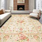 Beige Antique Floral Low Pile Indoor Area(Beige)