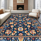 Stylish Area with Elegant Dual Tone Blue and Orange Floral(Blue)
