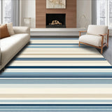 Beachy Stripe Coastal Area in Beige and Blue Hues(Beige)