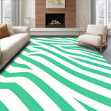 Chevron Striped Shag with Zigzag Design(White)