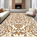 Abstract Floral Medallion Design with Flowing Vines and Leaf Accents(Ivory)