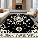 Elegant Floral Medallion with Intricate Boho Accents and Motifs(Black)