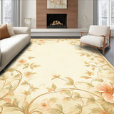 Artisan Floral Scroll Area with Timeless Botanical Embellishments(Beige)