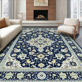 Indigo Hues Area Traditional Medallion Design Ivory Beige(Blue)