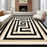 Contemporary Maze Inspired Featuring Interlocking Beige and Black Motifs(Black)