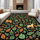 Boho Jungle Adventure with Whimsical Fauna and Falling Leaves(Black)