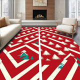 Modern Interlocking Chevron with Subtle Holiday Pine Silhouettes(Red)