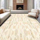 Classic Geometric Area Featuring Cream Chevron and Beige Art Deco Motifs(Beige)