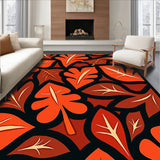 Sunset Safari Abstract Animal Inspired Design with Interlocking Leaf Motifs(Orange)