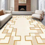 Beige Hued Area Modern Geometric Design(Beige)